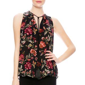 ALC Rowe Floral Silk Tie Neck Sleeveless Blouse Tank Top